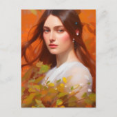 Portret van een vrouw in het najaar briefkaart (Voorkant)