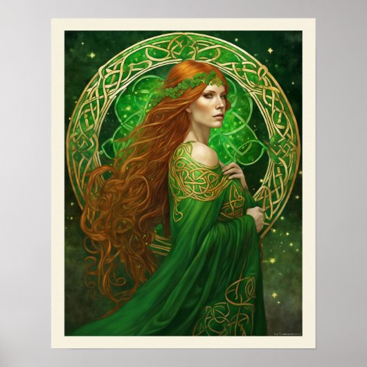 Portret van een vrouw in Shamrock Green & Gold Poster (Voorkant)