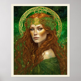 Portret van een vrouw in Shamrock Green Poster