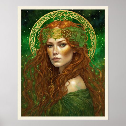 Portret van een vrouw in Shamrock Green Poster (Voorkant)