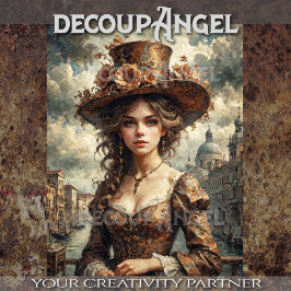 Portret van een vrouw in Venetië - Decoupage - Tissuepapier