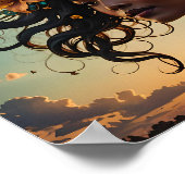 Portret van een vrouw met bloemen poster (Hoek)