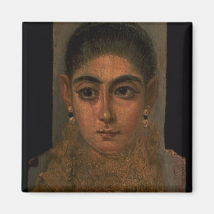 Portret van een vrouw met een gouden borstje, tomb magneet