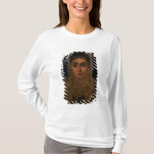 Portret van een vrouw met een gouden borstje, tomb t-shirt