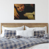 Portret van een vrouw met een kind en een hond, de canvas afdruk (Insitu (Slaapkamer))