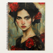Portret van een vrouw met rode rozen planner (Voorkant)