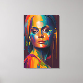 Portret van een vrouw met verf voor het kunstdecor canvas afdruk