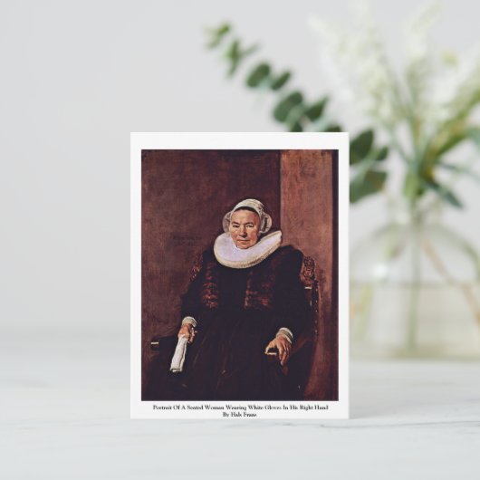 Portret van een vrouw met witte handschoenen briefkaart (Staand voorkant)