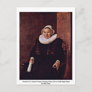 Portret van een vrouw met witte handschoenen briefkaart