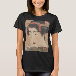 Portret van een vrouw met witte waaier – Oud Japan T-shirt