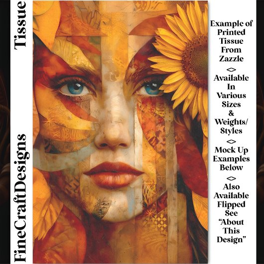 Portret van een vrouw met zonnebloem DS8R Decoupag Tissuepapier