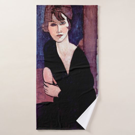 Portret van een vrouw, Modigliani Badhanddoek (Badhanddoek)