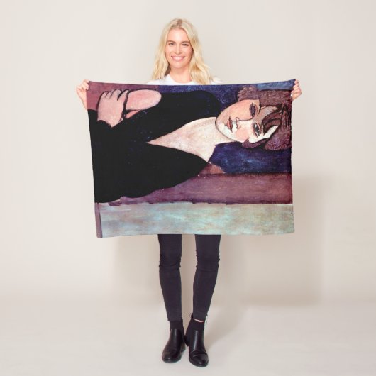 Portret van een vrouw, Modigliani Fleece Deken (In situ)