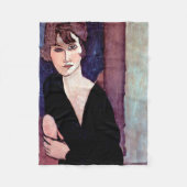 Portret van een vrouw, Modigliani Fleece Deken (Voorkant)