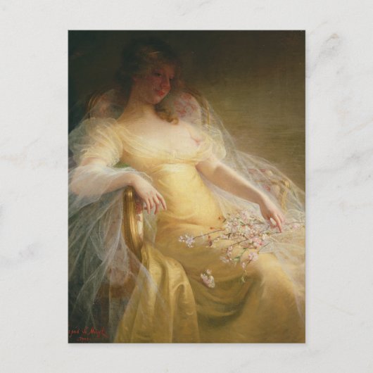 Portret van een vrouw (olie op doek) briefkaart (Voorkant)