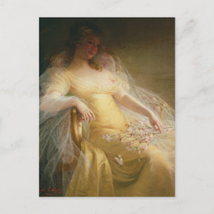 Portret van een vrouw (olie op doek) briefkaart