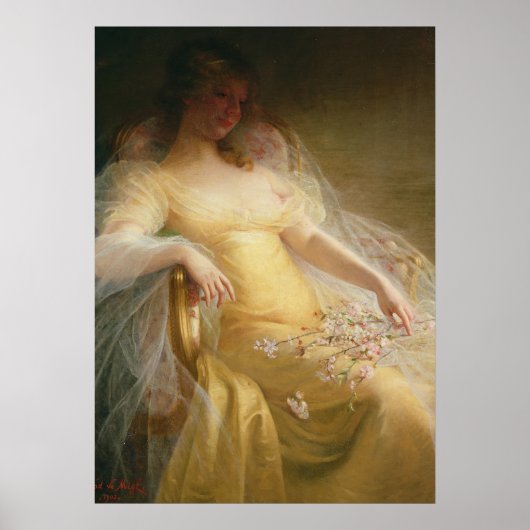 Portret van een vrouw (olie op doek) poster (Voorkant)