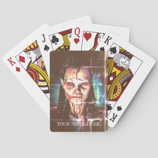 Portret van een vrouw. pokerkaarten (Achterkant)
