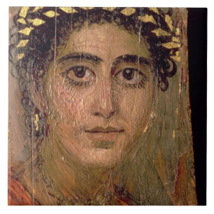 Portret van een vrouw uit Fayum, Romano-Egyptenaar Tegeltje