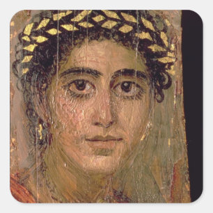 Portret van een vrouw uit Fayum, Romano-Egyptenaar Vierkante Sticker