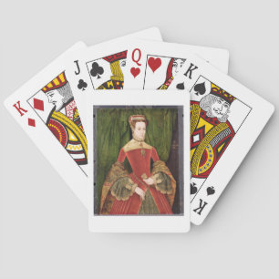 Portret van een vrouw van 16 jaar oud, eerder geïd pokerkaarten