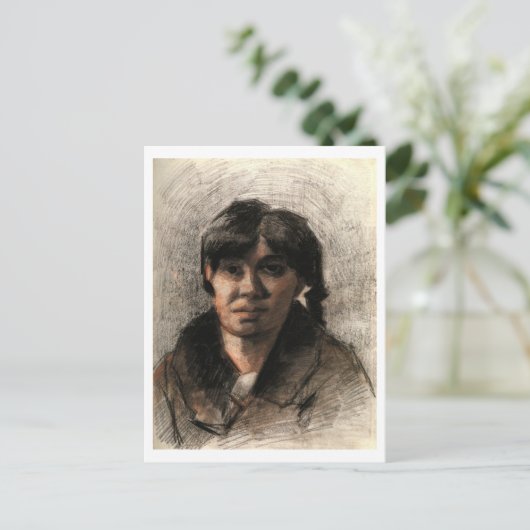 Portret van een vrouw, Van Gogh Fine Art Painting Briefkaart (Staand voorkant)