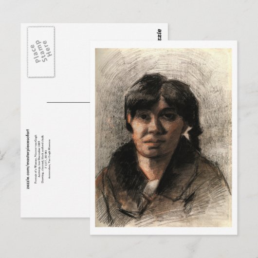Portret van een vrouw, Van Gogh Fine Art Painting Briefkaart (Voorkant / Achterkant)