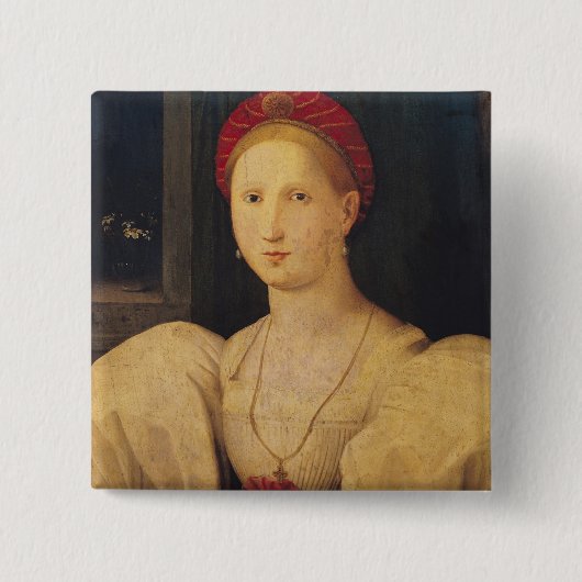 Portret van een vrouw vierkante button 5,1 cm (Voorkant)