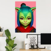 Portret van een vrouwengoblin | AI Art. Poster (Thuiskantoor)