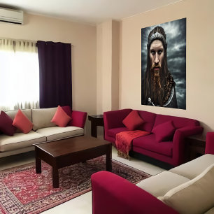 Portret van een wandelwagen met een baard   AI Art Poster