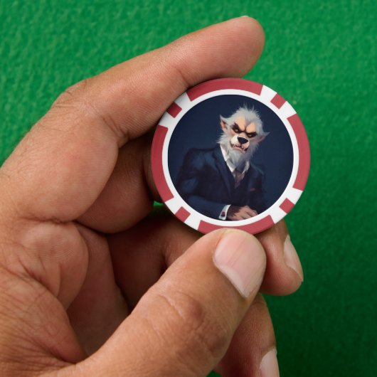 Portret van een weerwolf in een pak poker chips (Hand)