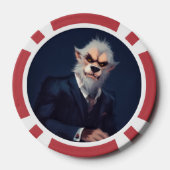 Portret van een weerwolf in een pak poker chips (Achterkant)