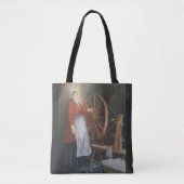 "Portret van een Welsh Lady Spinning Wool" Tote Bag (Voorkant)