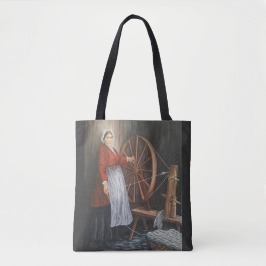 "Portret van een Welsh Lady Spinning Wool" Tote Bag (Voorkant)
