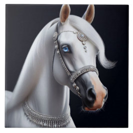 Portret van een wit Arabisch paard Tegeltje