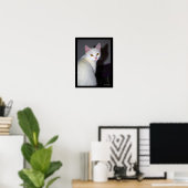 Portret van een witte kat poster (Thuiskantoor)