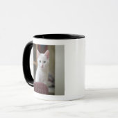 Portret van een witte kitten, Zweden. Mok (Voorkant links)