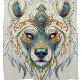 Portret van een witte wolf douchegordijn (Voorkant)