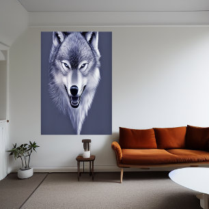Portret van een wolf   AI Art Poster