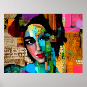 Portret van een Woman Gemengde Media Kleurrijke Co Poster