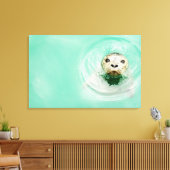 Portret van een zegel in water canvas afdruk (Insitu (Woonkamer))
