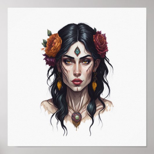 Portret van een zigeunervrouw poster (Voorkant)