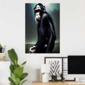 Portret van een zittende chimpansee | AI Art Poste Poster (Thuiskantoor)
