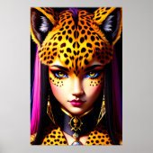 portret van een Zoomorf meisje cheetah | AI Art. Poster (Voorkant)