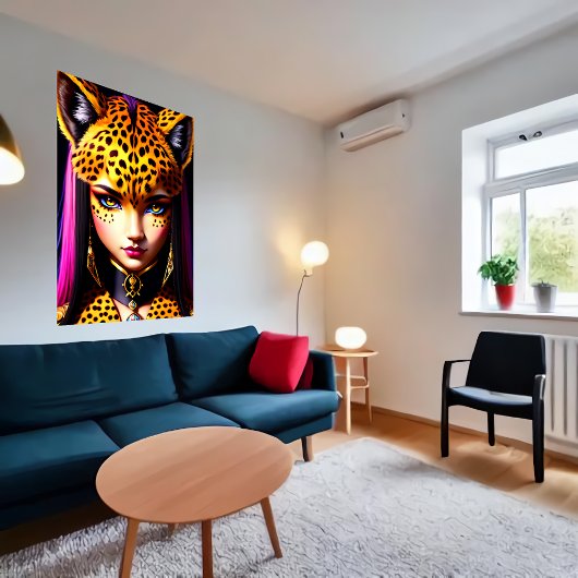 portret van een Zoomorf meisje cheetah | AI Art. Poster