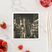 Portret van een zwart man in regenjas papieren ser servet (Insitu)