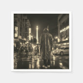 Portret van een zwart man in regenjas papieren ser servet (Voorkant)