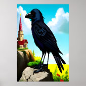 Portret van een zwarte kraai | AI Art Poster (Voorkant)