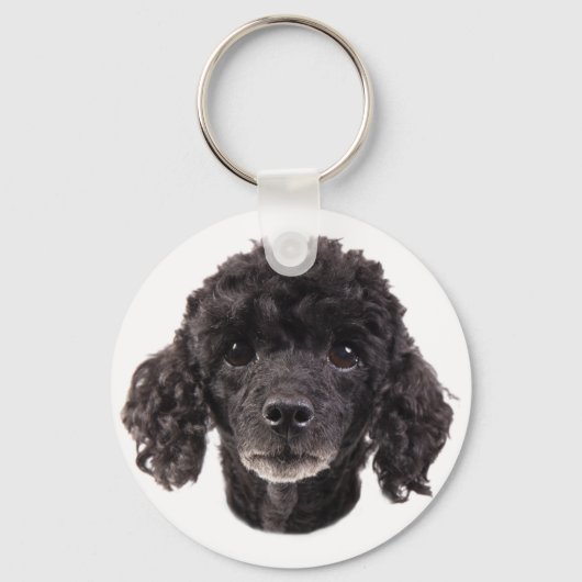 Portret van een zwarte poedel sleutelhanger (Voorkant)