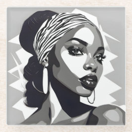 Portret van een zwarte vrouw glazen onderzetter